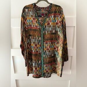 Johnny Was Colorful Patterned Tunic Top